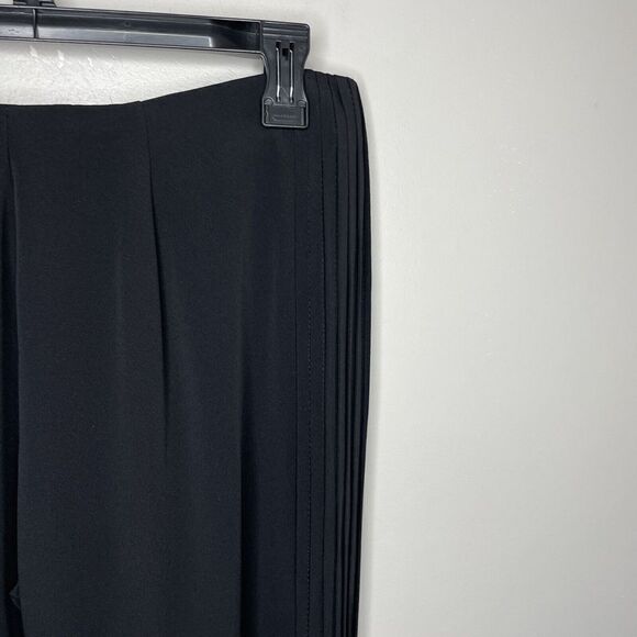 VALENTINO SpA Womens Solid Black Silk-Blend Dress Pants Sz 10 Accordion Pleats - Picture 4 of 8